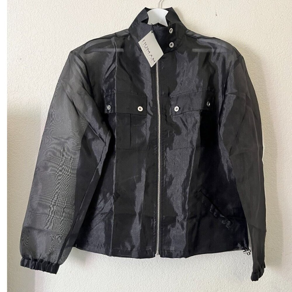 Human The Collective Womens Full-Zip Lightweight Sheer Jacket Size 2 Black New